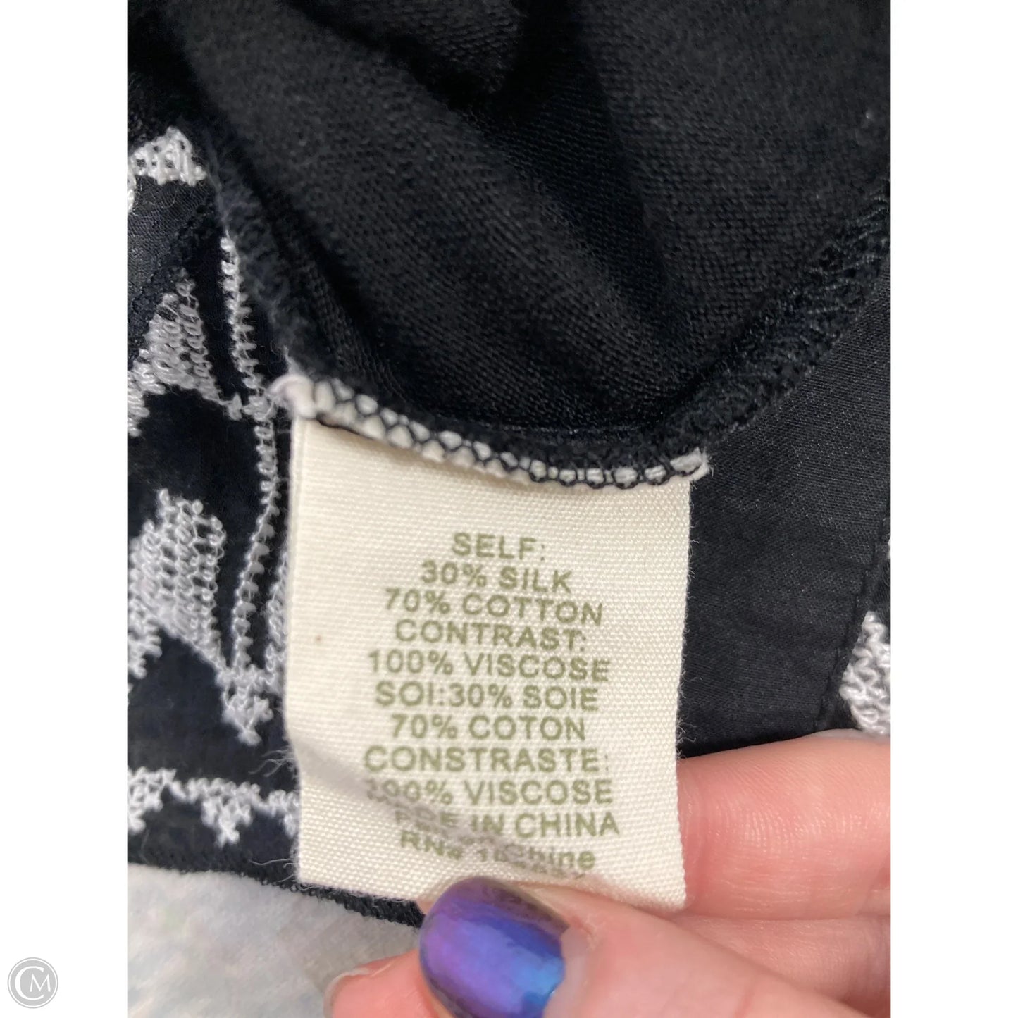 Top 3/4 Sleeve By Tiny In Black & White, Size: Xs