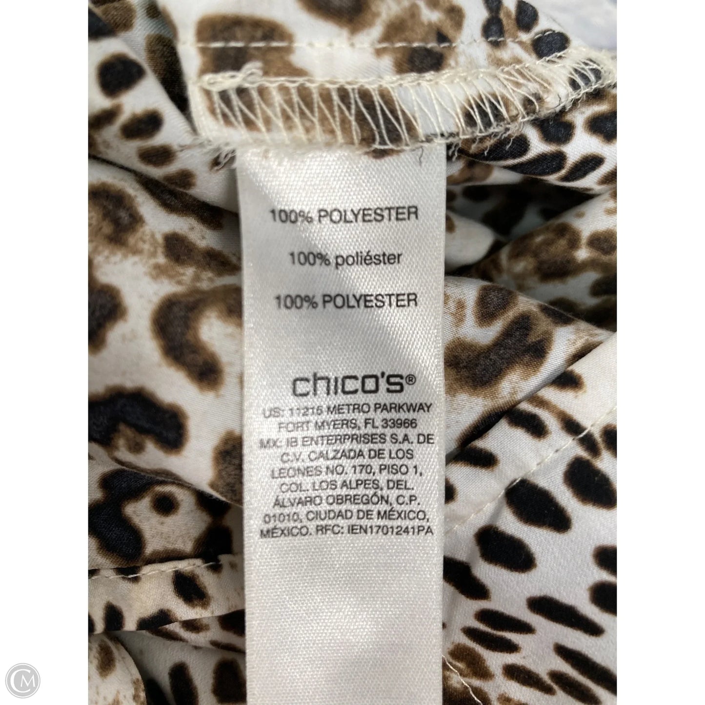 Blouse Long Sleeve By Chicos In Animal Print, Size: Xl