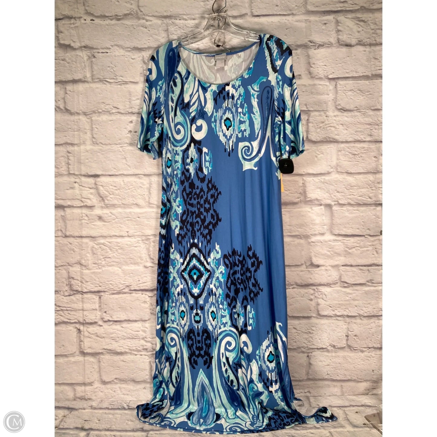 Dress Casual Midi By Chicos In Black & Blue, Size: S