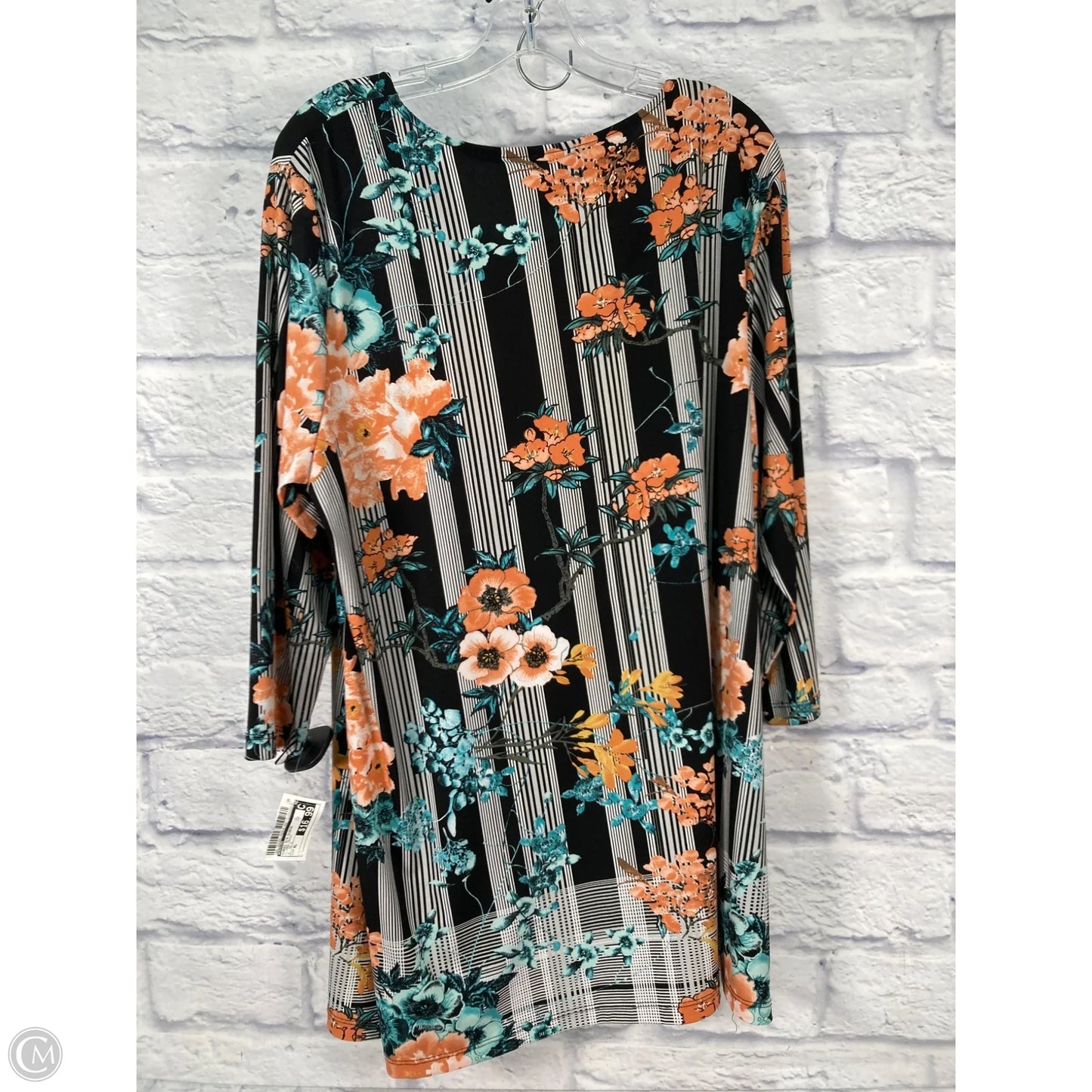 Tunic 3/4 Sleeve By Chicos In Floral Print, Size: Xl