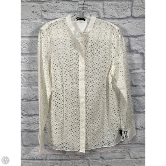 Blouse Long Sleeve By Theory In Cream, Size: L