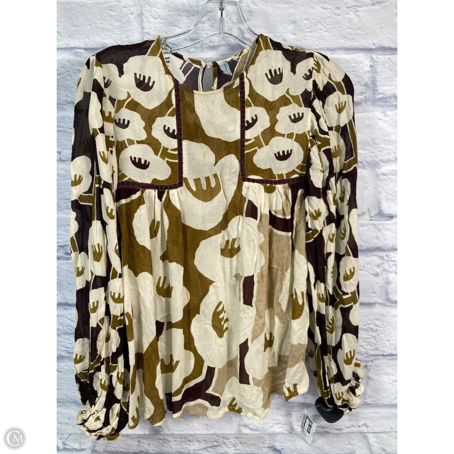 Blouse Long Sleeve By Blanknyc In Cream & Purple, Size: S