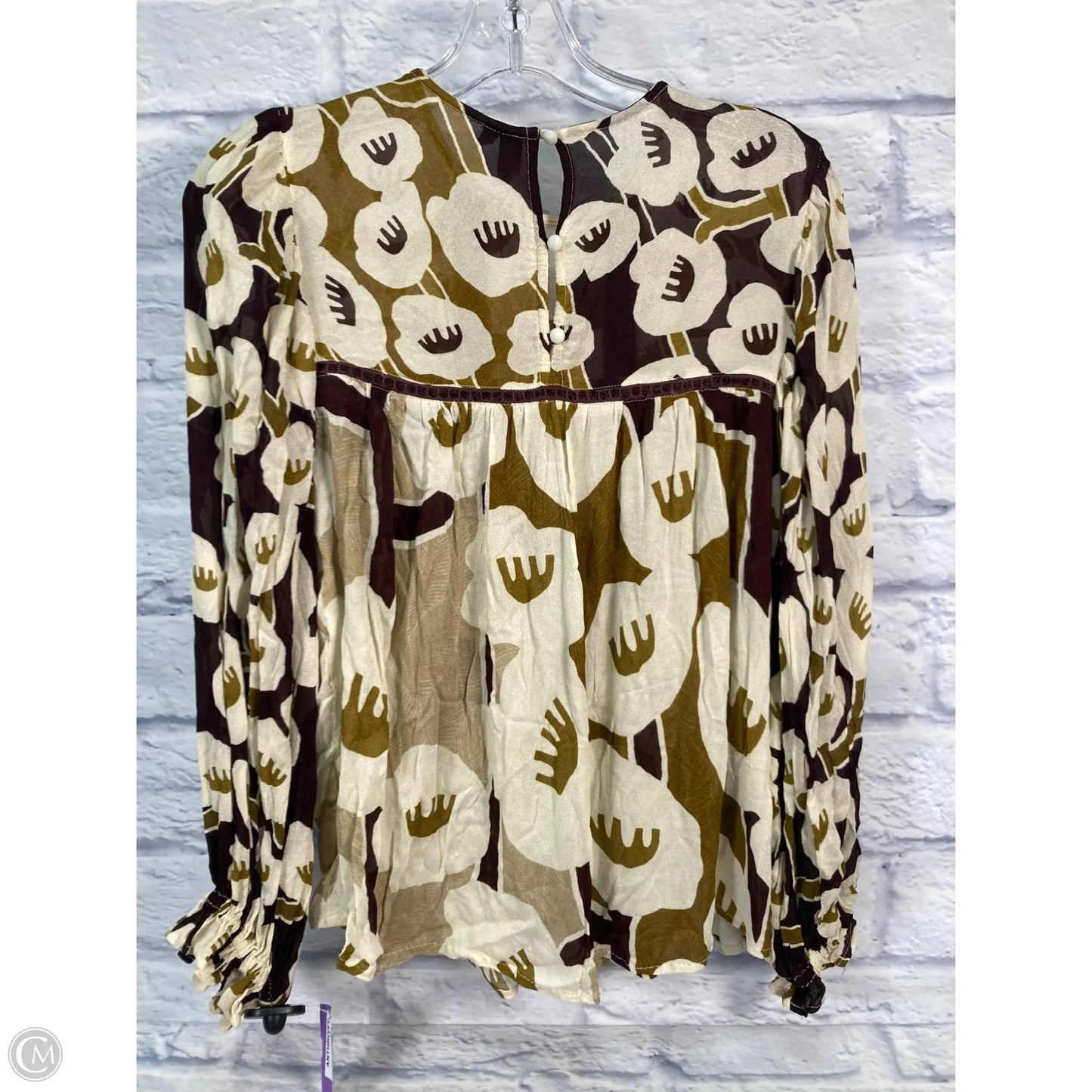 Blouse Long Sleeve By Blanknyc In Cream & Purple, Size: S