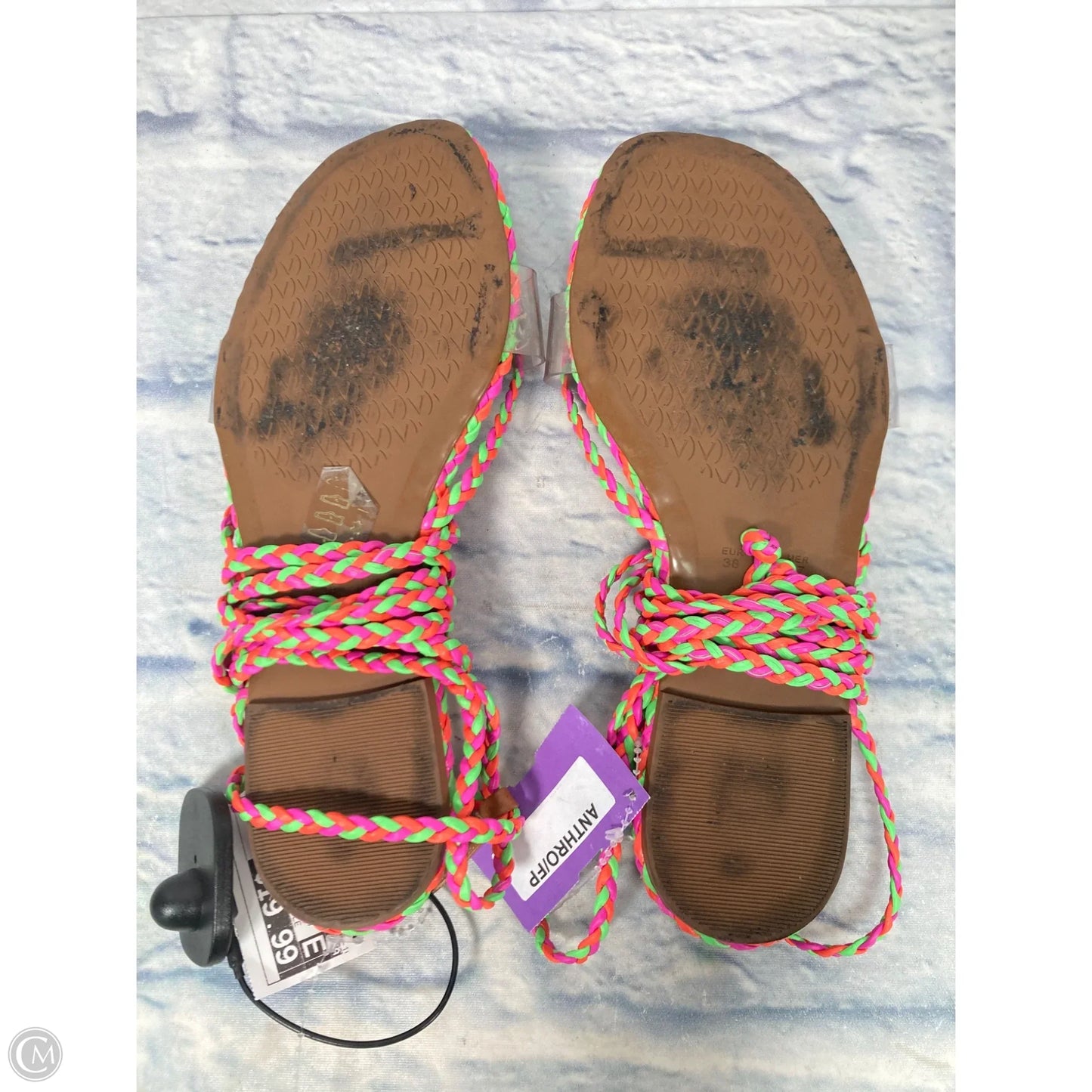 Sandals Flats By Anthropologie In Brown & Pink, Size: 7