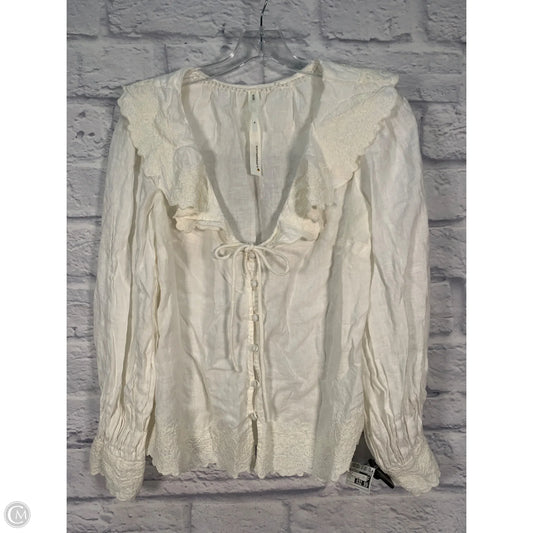 Top Long Sleeve By Anthropologie In Cream, Size: M