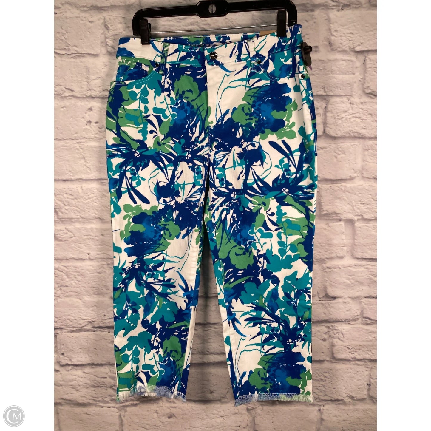 Jeans Cropped By Chicos In Blue & White, Size: 10