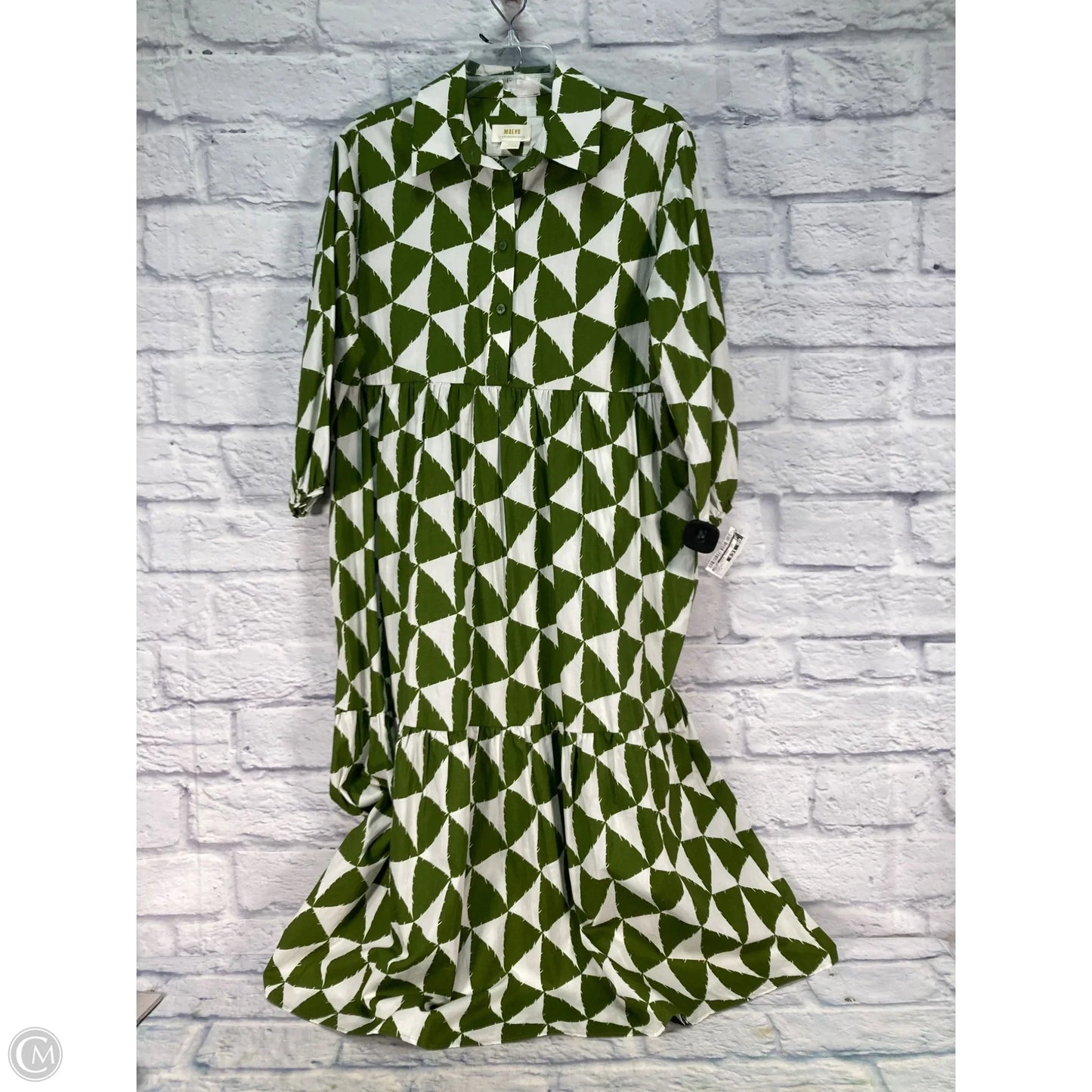 Dress Casual Midi By Maeve In Green & White, Size: S