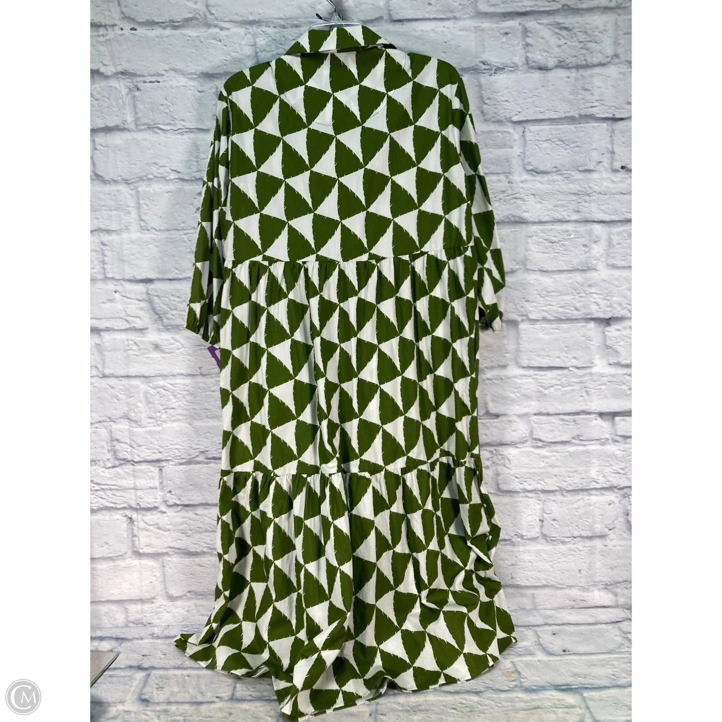 Dress Casual Midi By Maeve In Green & White, Size: S
