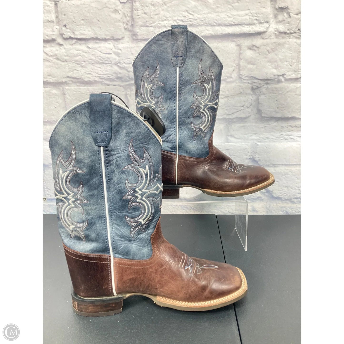 Boots Western By Old West In Blue & Brown, Size: 6.5