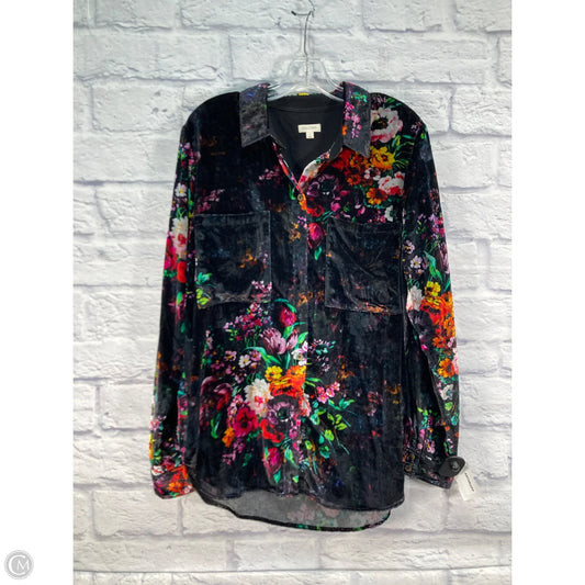 Blouse Long Sleeve By Pilcro In Black & Yellow, Size: L