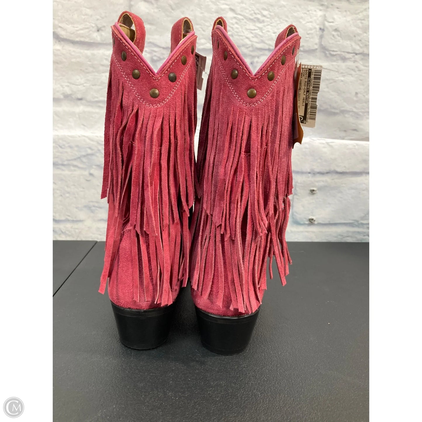 Boots Mid-calf Heels By Clothes Mentor In Pink, Size: 7