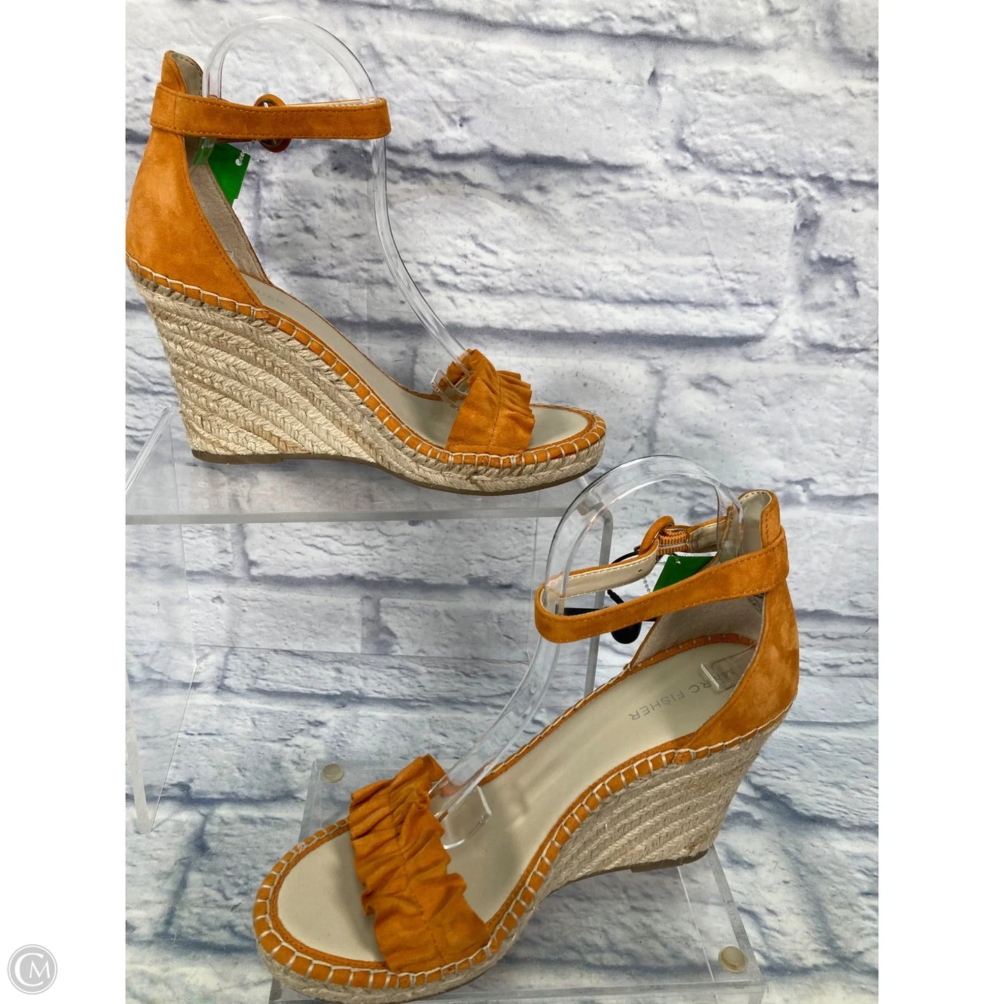 Sandals Heels Wedge By Marc Fisher In Orange & Tan, Size: 10
