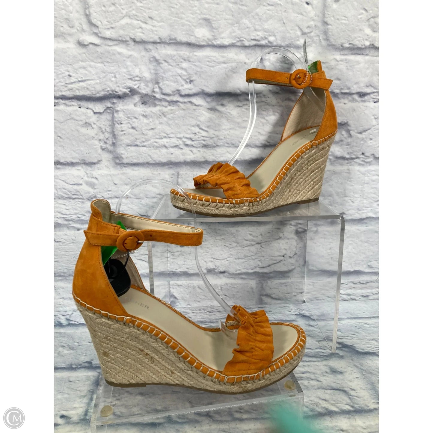 Sandals Heels Wedge By Marc Fisher In Orange & Tan, Size: 10