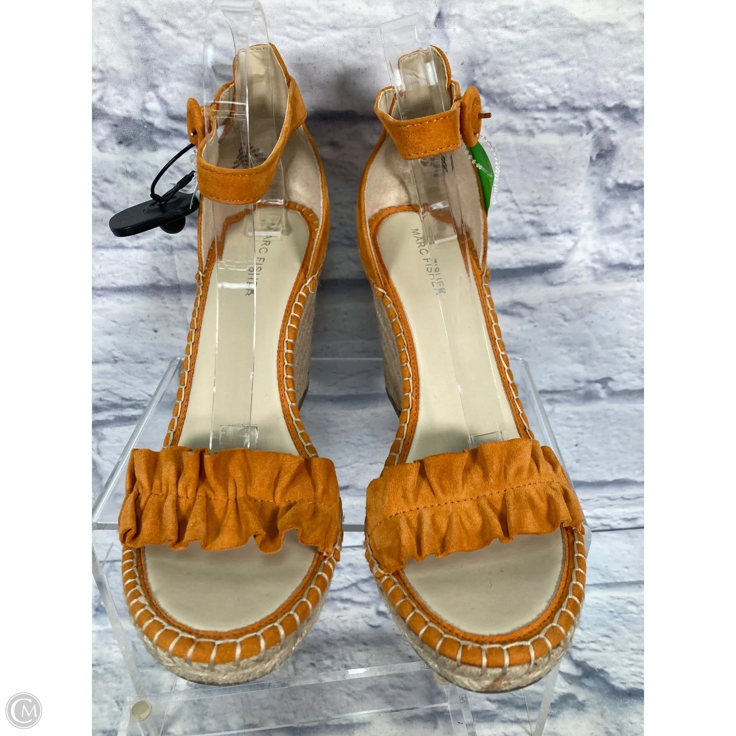 Sandals Heels Wedge By Marc Fisher In Orange & Tan, Size: 10