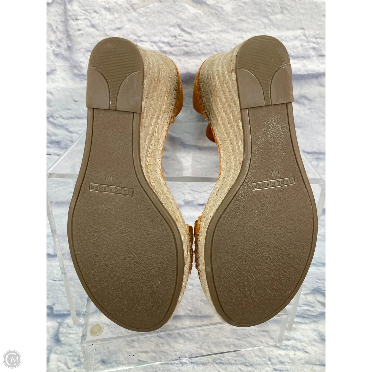 Sandals Heels Wedge By Marc Fisher In Orange & Tan, Size: 10