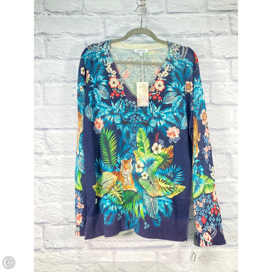 Sweater By Johnny Was In Blue & Green, Size: Xl