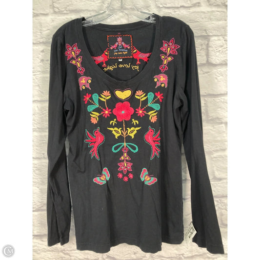 Top Long Sleeve By Johnny Was In Black & Pink, Size: L