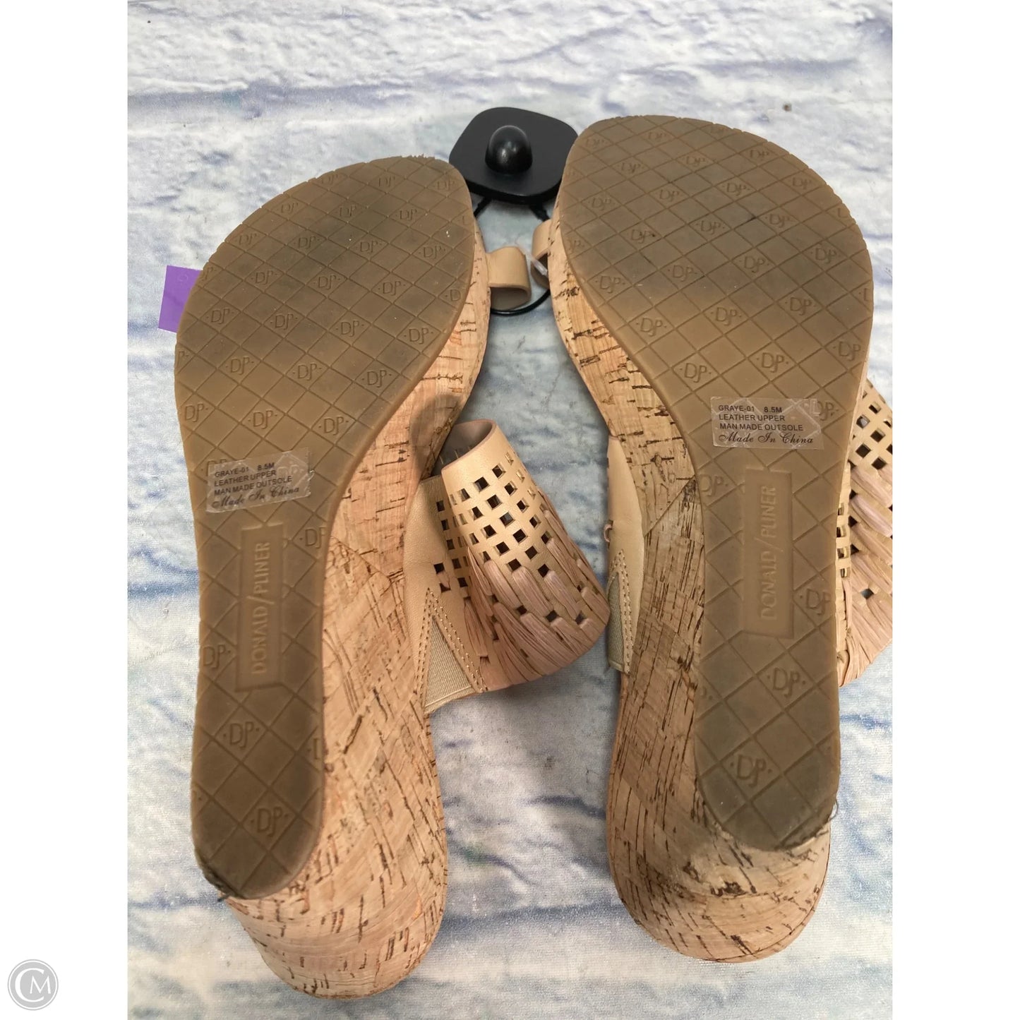Sandals Heels Wedge By Donald Pliner In Beige, Size: 8.5