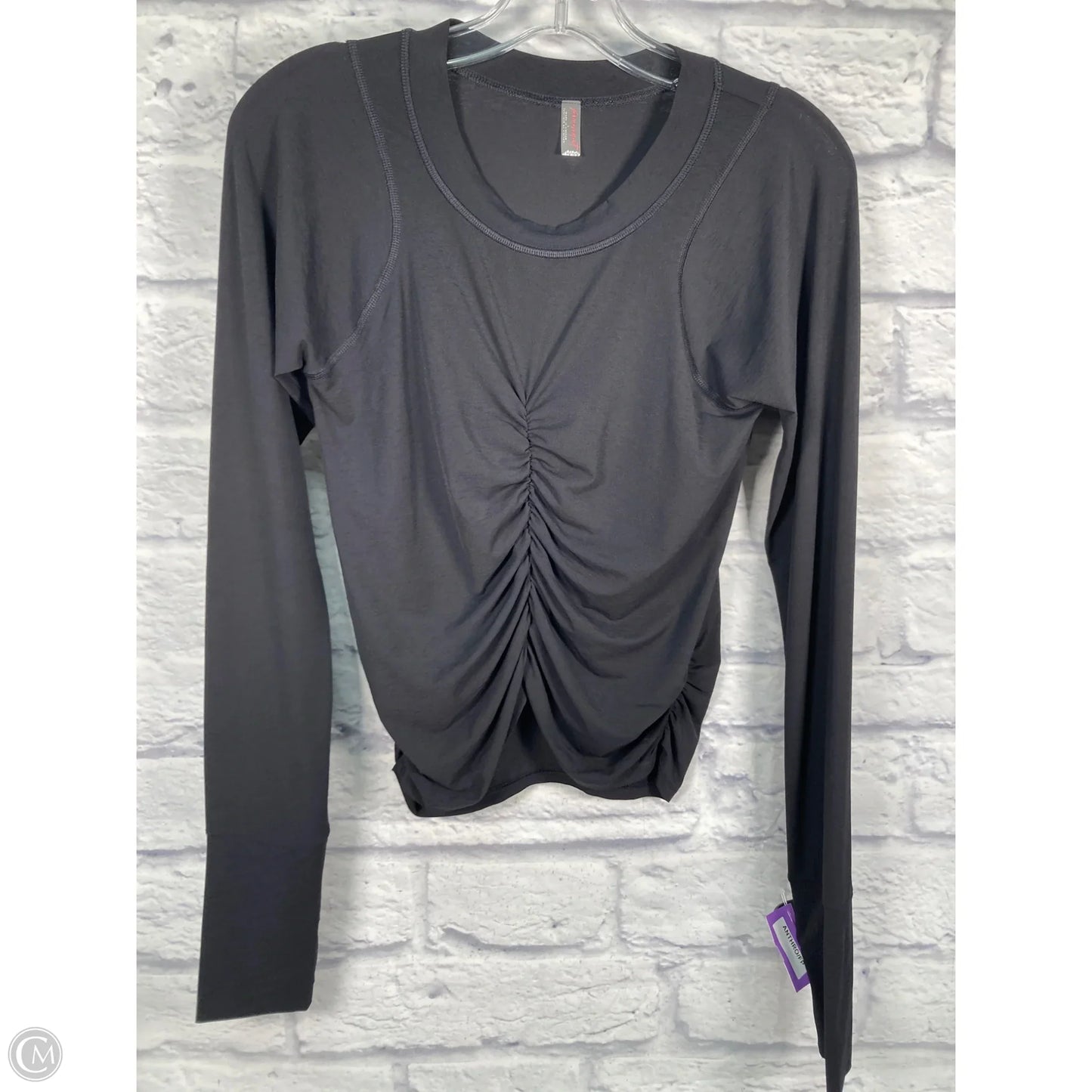 Athletic Top Long Sleeve Crewneck By Free People In Black, Size: L