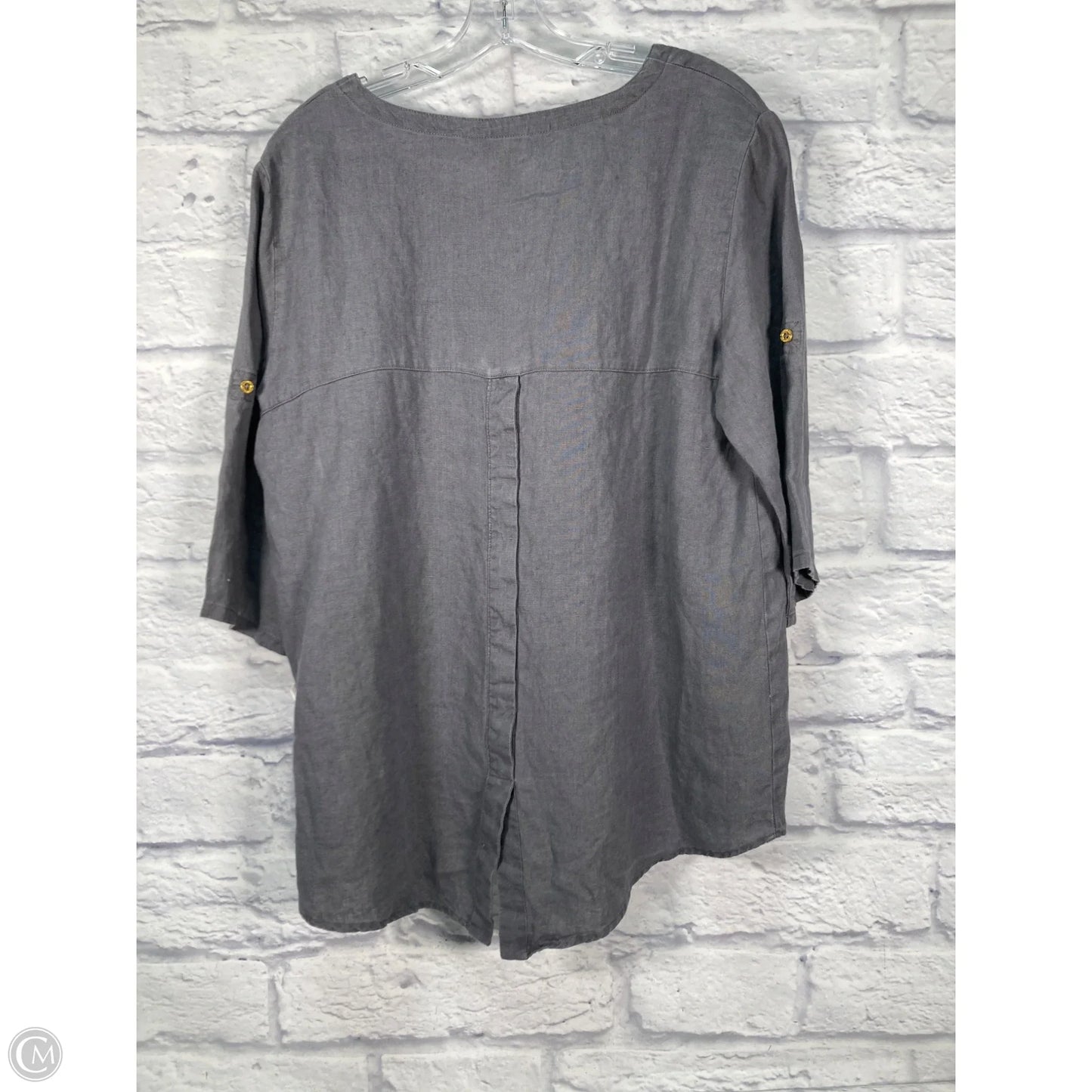 Tunic 3/4 Sleeve By Ellen Tracy In Grey, Size: L
