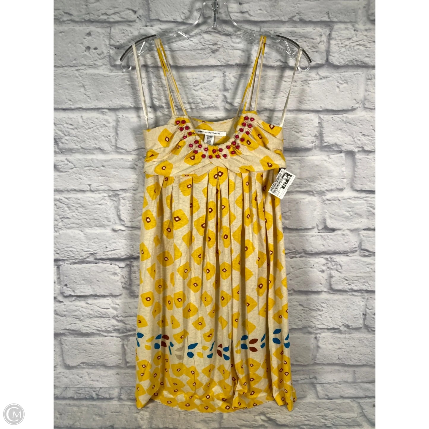 Top Sleeveless Designer By Diane Von Furstenberg In Yellow, Size: S