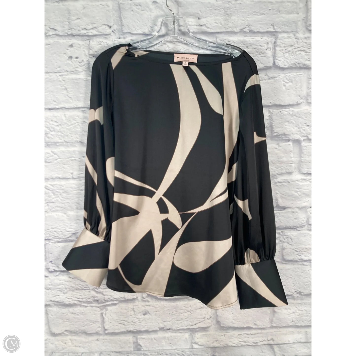 Top Long Sleeve By Black Label In Black, Size: M