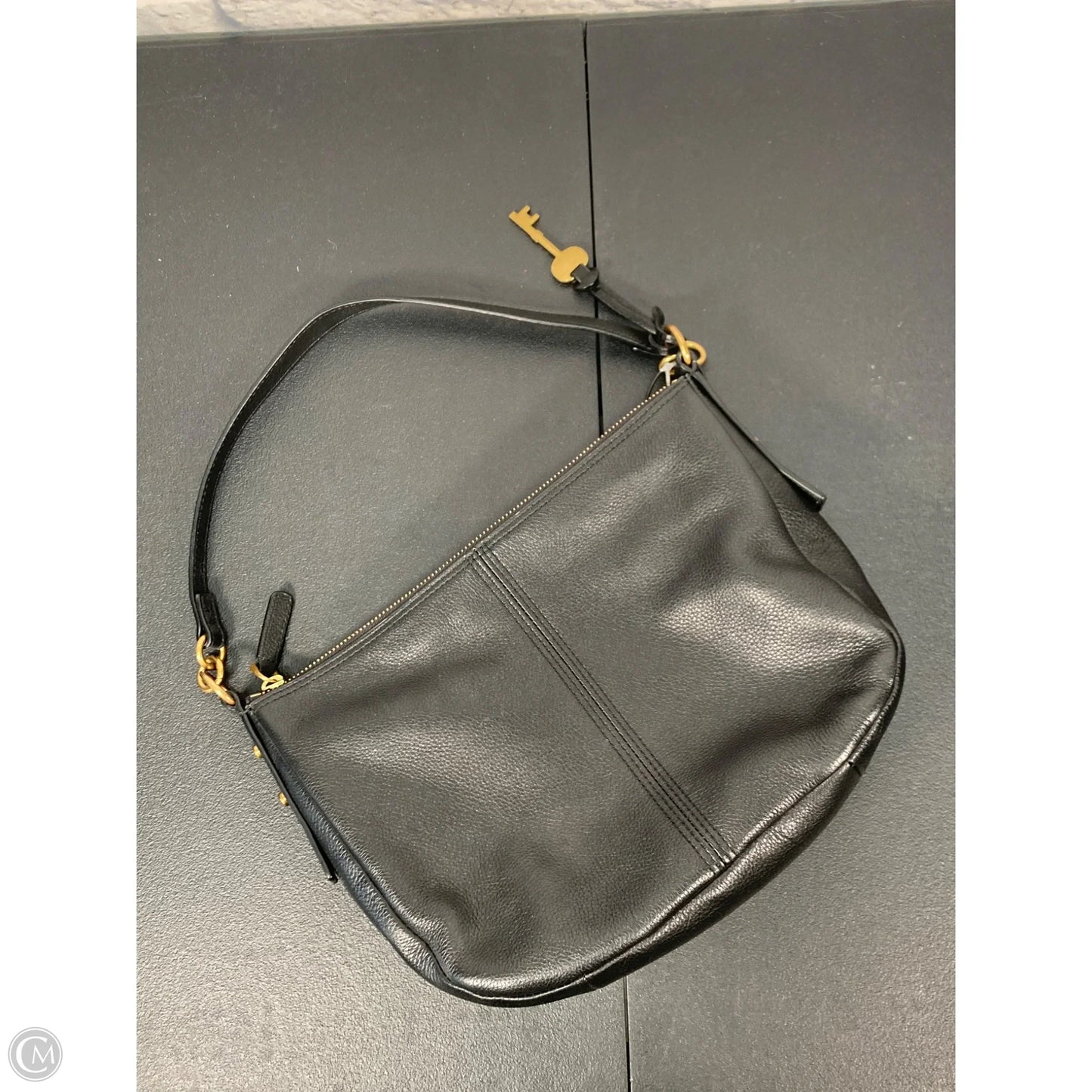 Handbag Leather By Fossil, Size: Medium