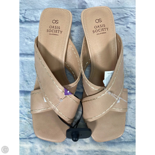 Sandals Heels Block By Oasis Society In Tan, Size: 10