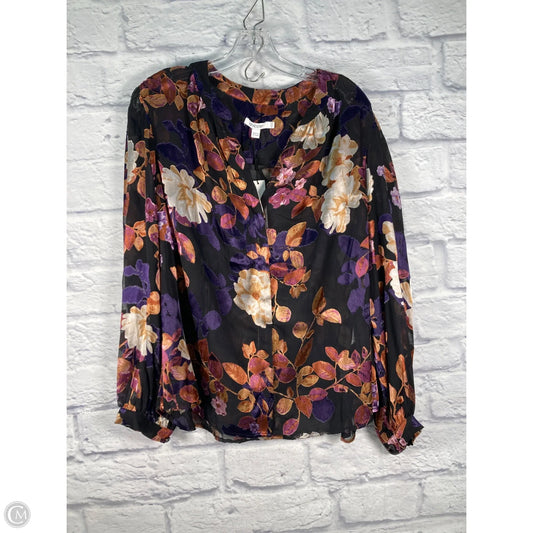 Blouse Long Sleeve By Chicos In Black & Purple, Size: Xl