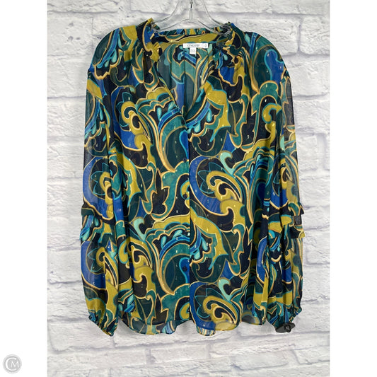 Blouse Long Sleeve By Chicos In Blue & Green, Size: 2x