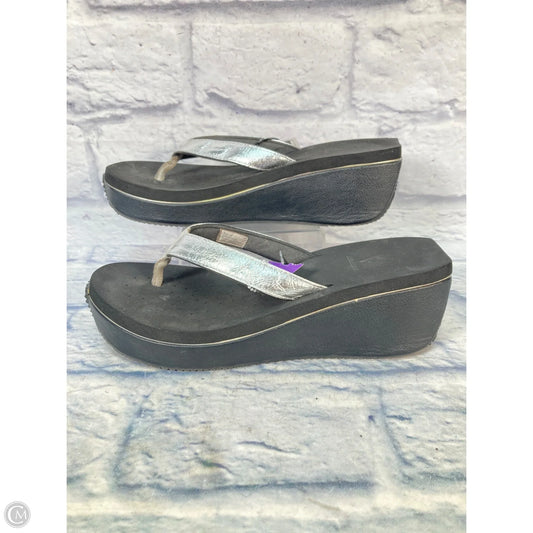 Sandals Heels Platform By Volatile In Black & Silver, Size: 11