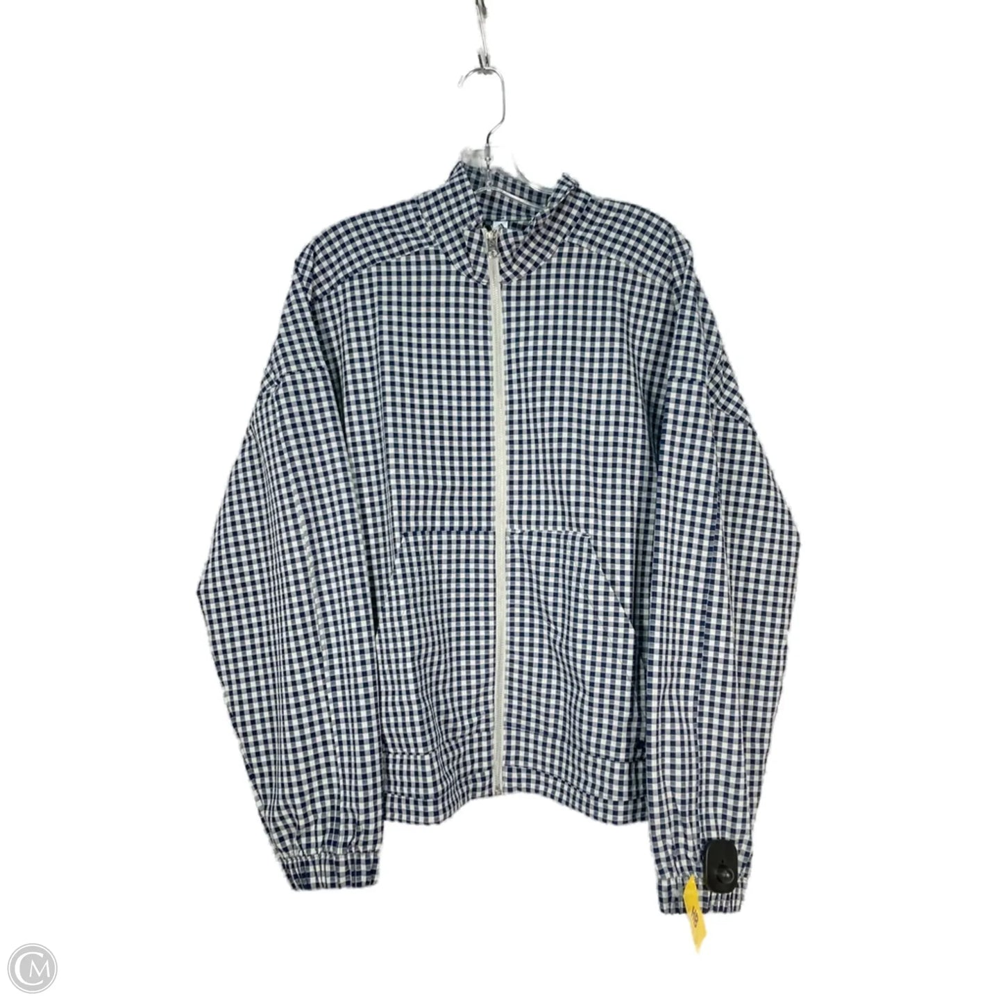 Jacket Windbreaker By Adidas In Blue & White, Size: L