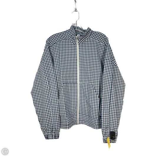 Jacket Windbreaker By Adidas In Blue & White, Size: L