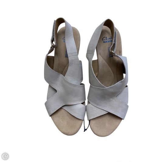 Sandals Heels Wedge By Clarks In Tan, Size: 10