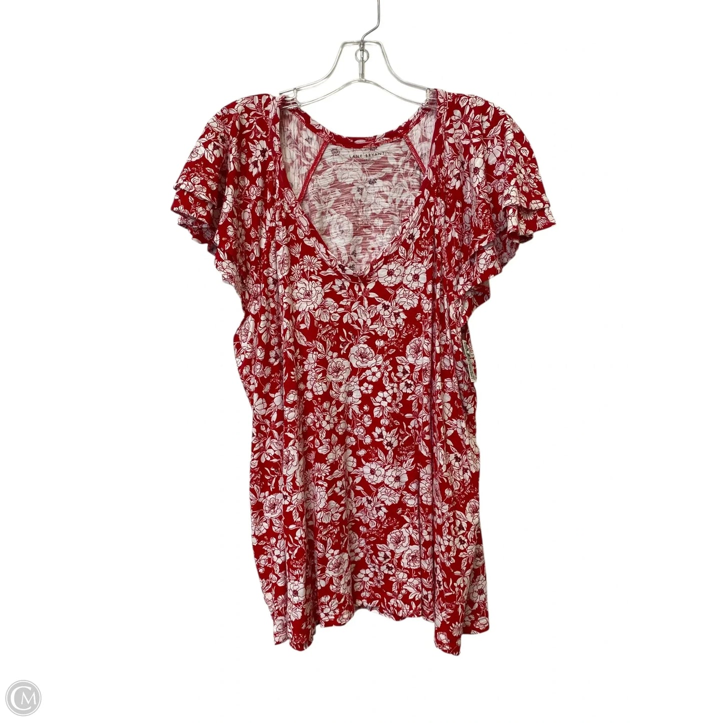 Top Short Sleeve By Lane Bryant In Red & White, Size: 2x