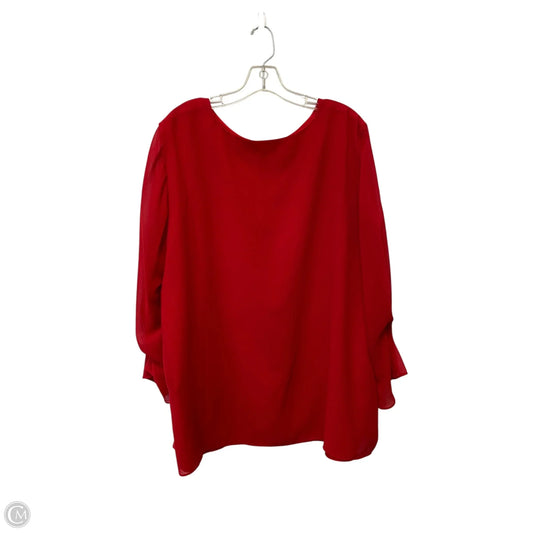 Top Long Sleeve By Calvin Klein In Red, Size: 3x