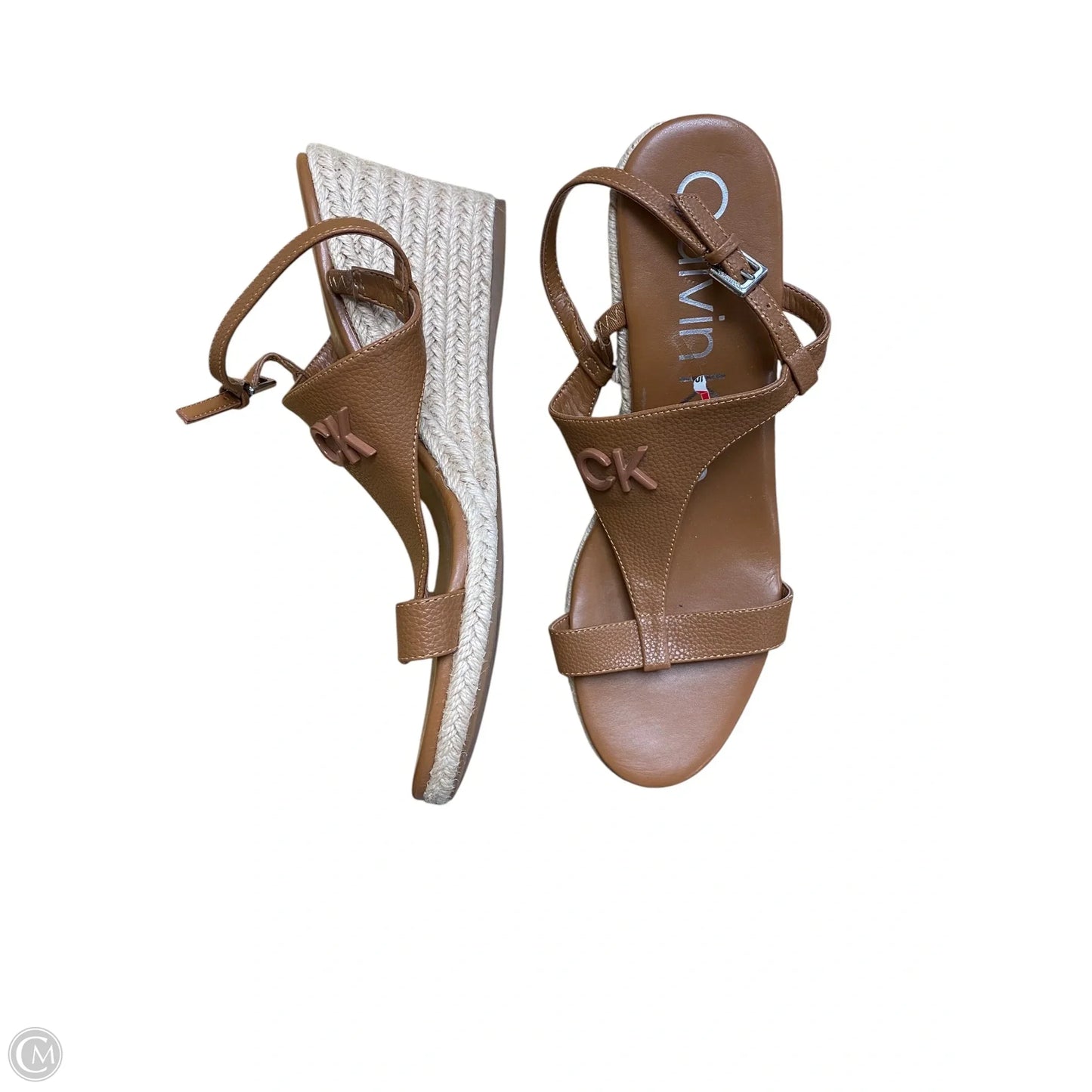 Sandals Heels Wedge By Calvin Klein In Brown, Size: 10