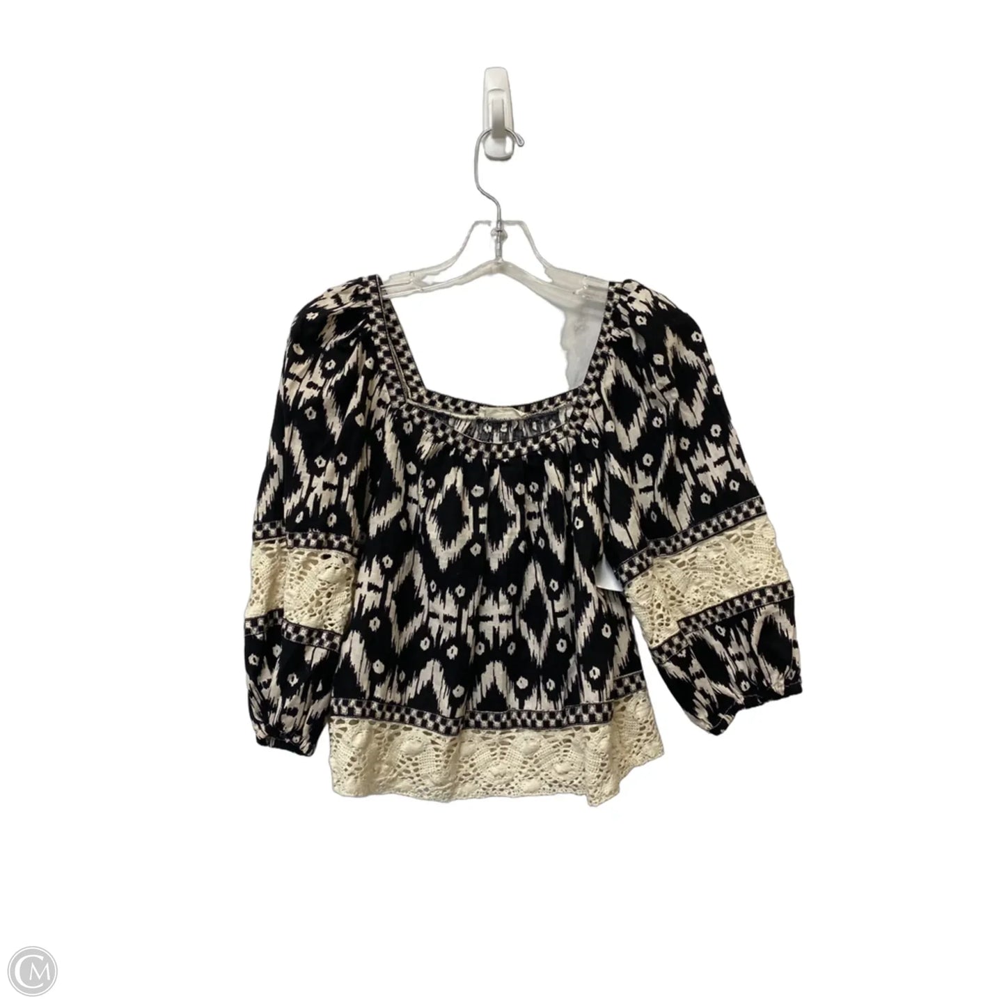 Top Long Sleeve By Christian Siriano In Black & Cream, Size: S