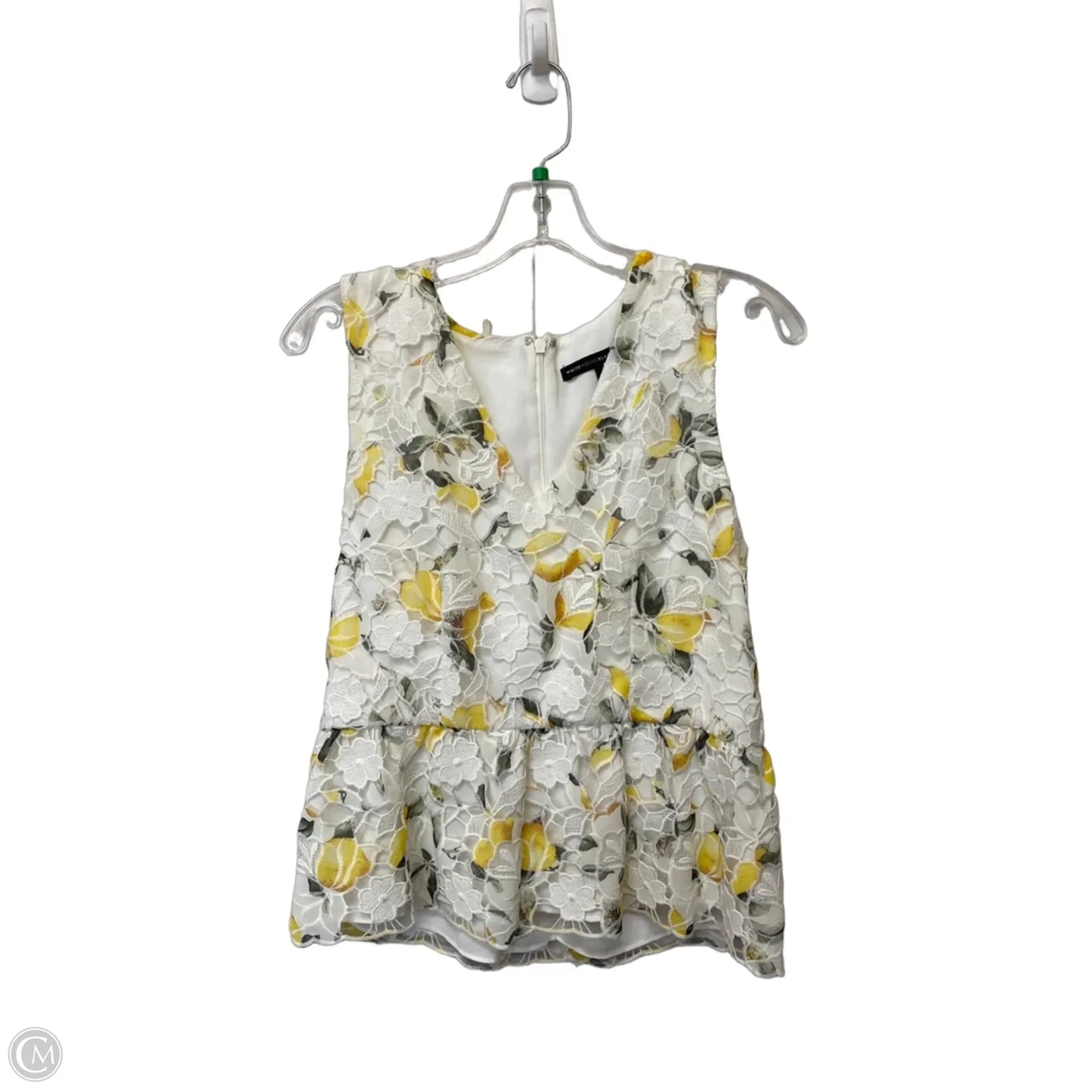 Top Sleeveless By White House Black Market In White & Yellow, Size: 4