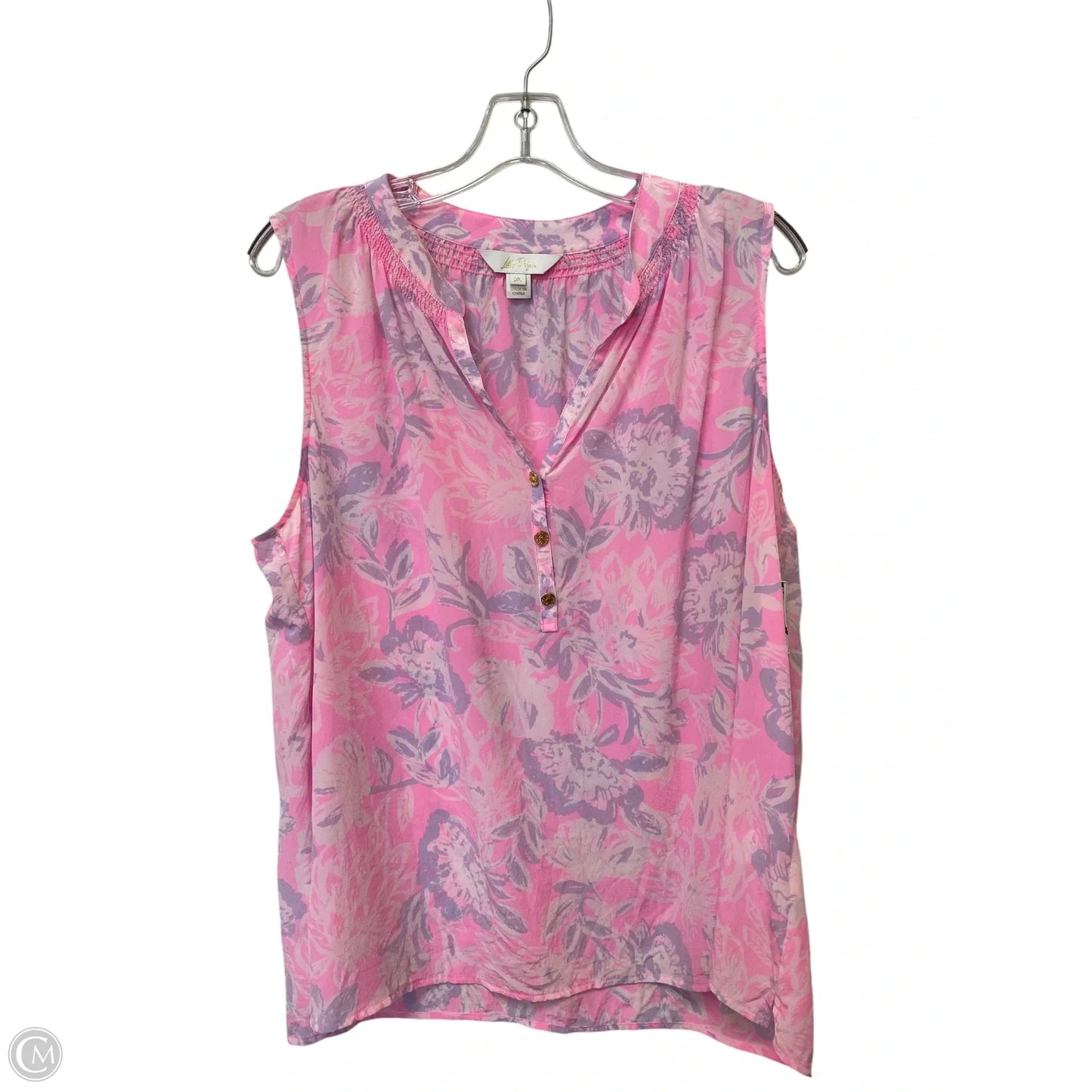 Top Sleeveless Designer By Lilly Pulitzer In Pink & Purple, Size: Xl