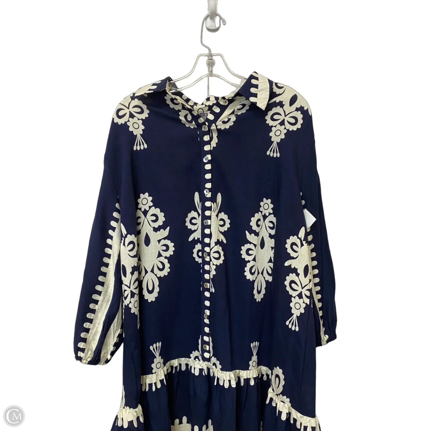 Dress Casual Short By Umgee In Blue & Cream, Size: S