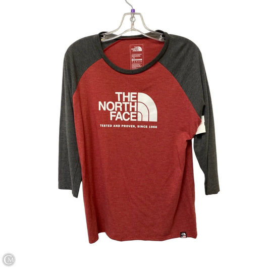 Top 3/4 Sleeve By The North Face In Grey & Red, Size: L