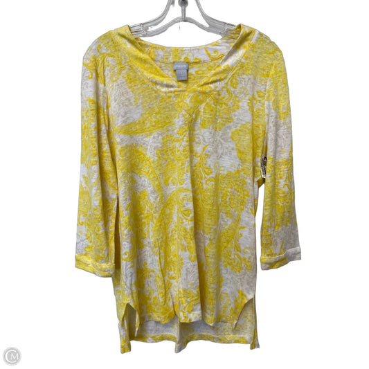 Top 3/4 Sleeve By Chicos In Yellow, Size: M