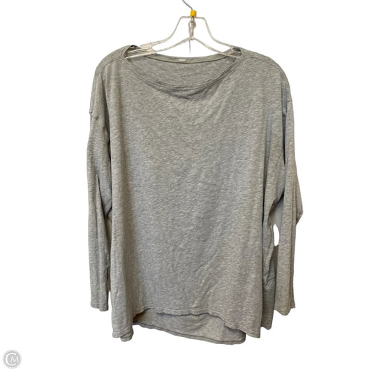 Athletic Top Long Sleeve Collar By Lululemon In Grey, Size: L