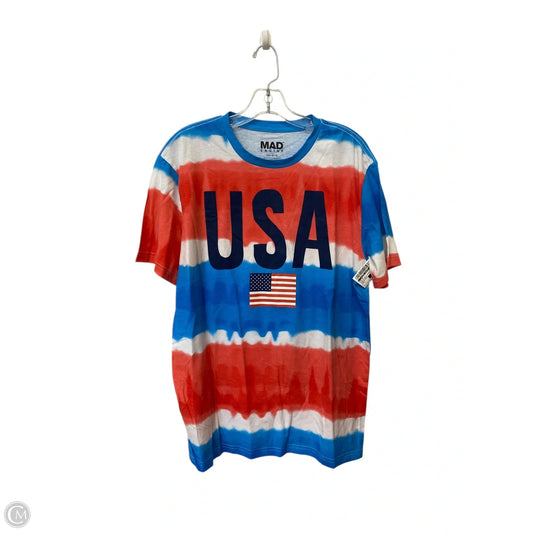 Top Short Sleeve By Clothes Mentor In Blue & Red & White, Size: L