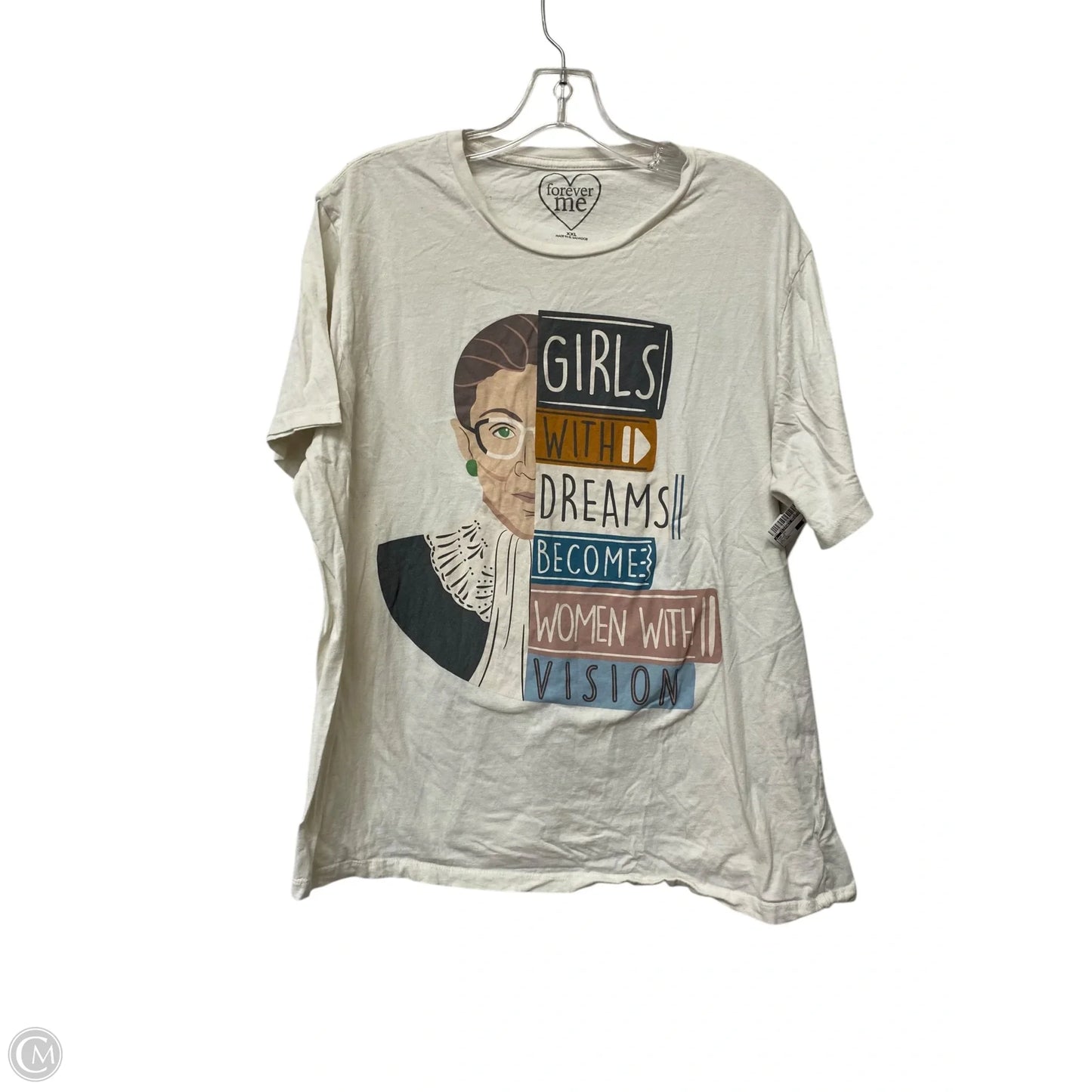 Top Short Sleeve By Clothes Mentor In Cream, Size: Xxl