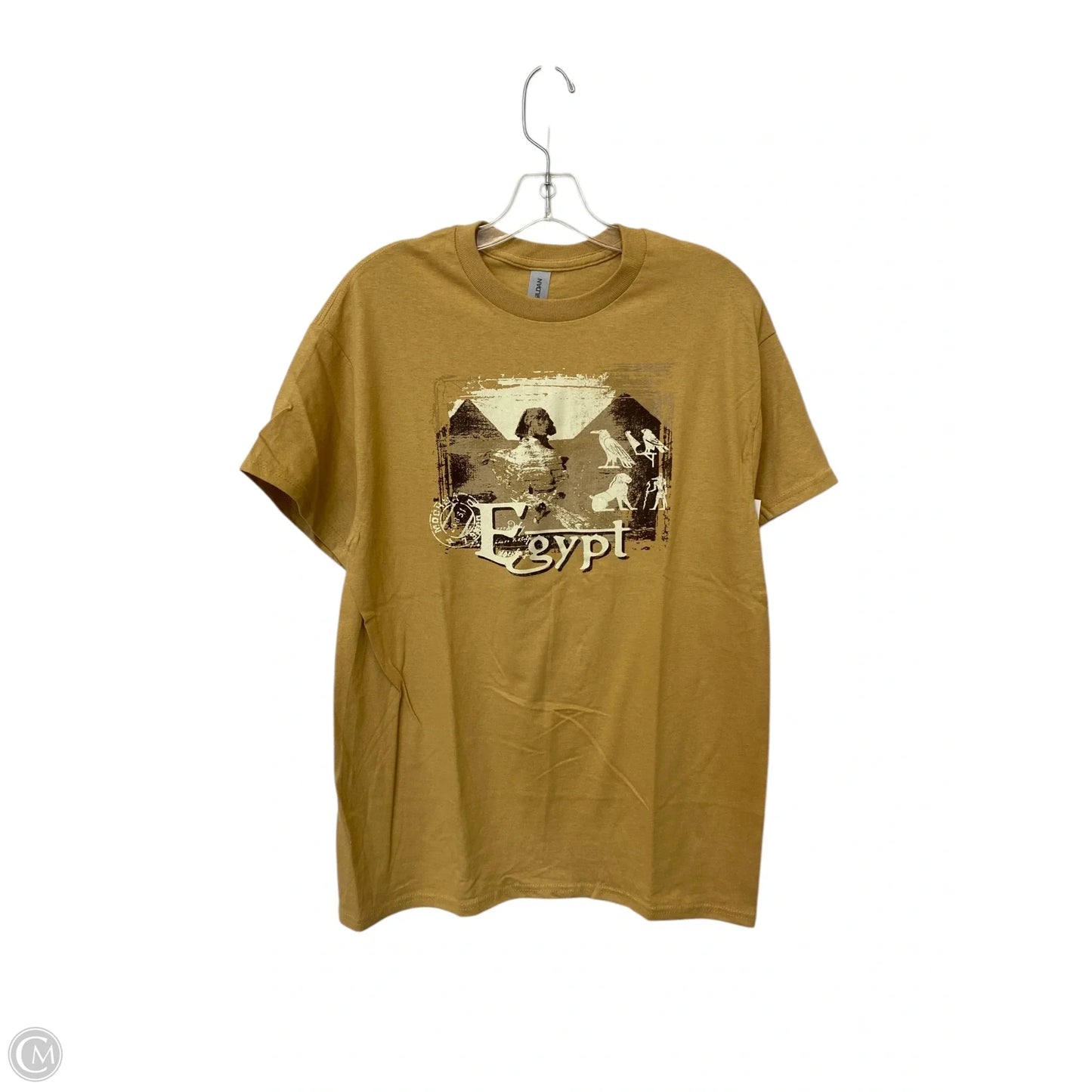 Top Short Sleeve By Gildan In Tan, Size: M