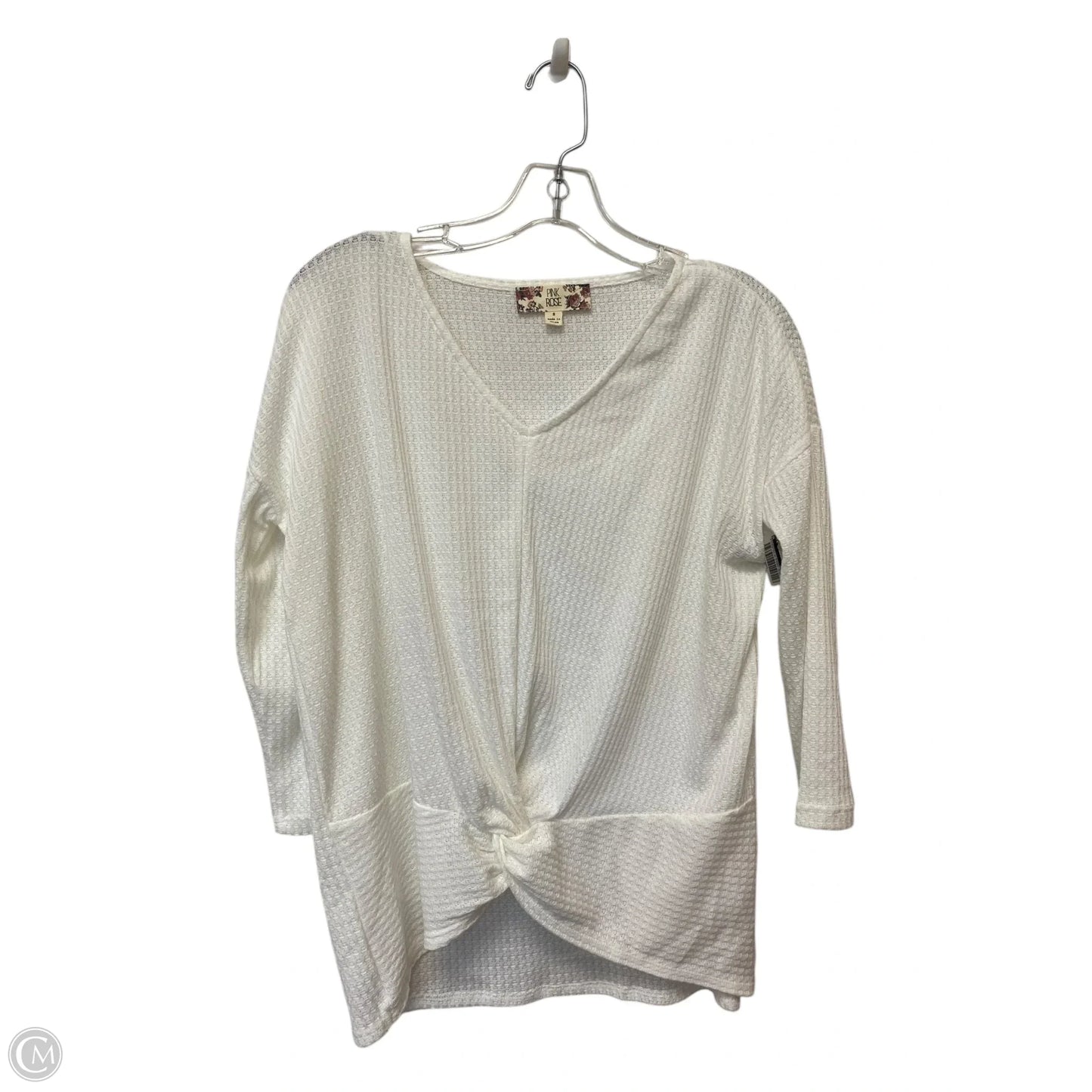Top Long Sleeve By Pink Rose In White, Size: S