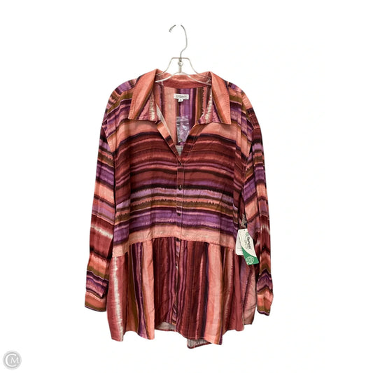 Top Long Sleeve By West Bound In Striped Pattern, Size: 2x