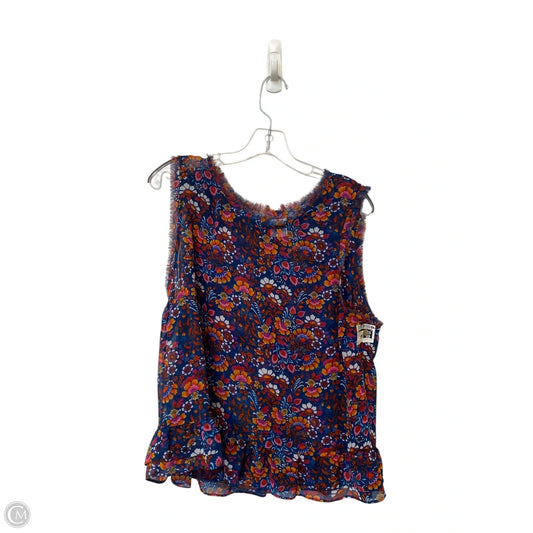 Top Sleeveless By Cabi In Floral Print, Size: L